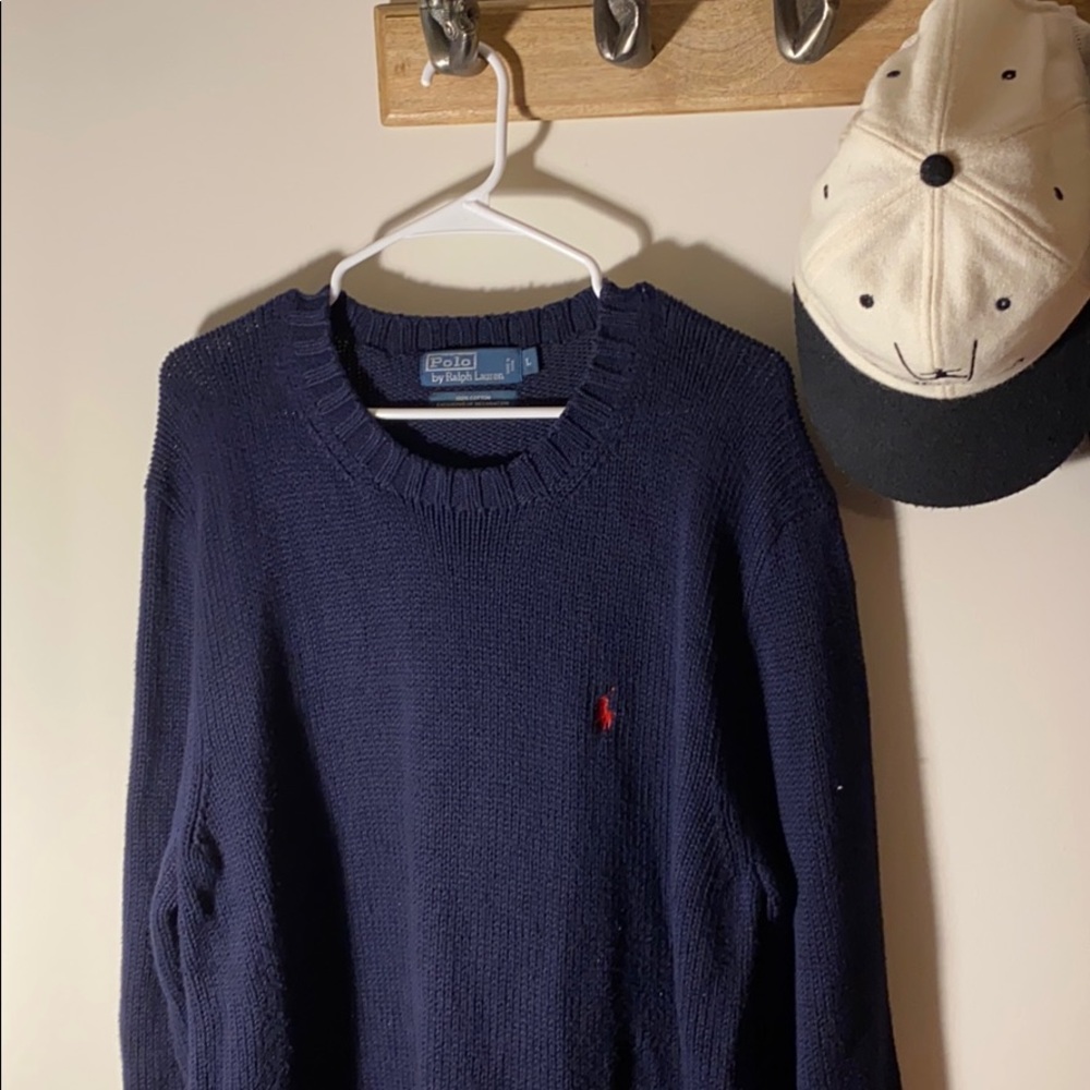 Oversized Blue 100% Cotton Polo Sweater